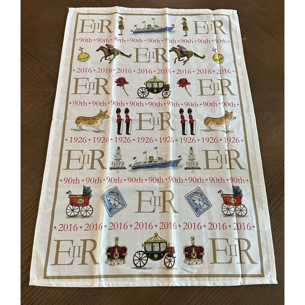 Milly Green Queen Elizabeth II 90th Birthday Royal‎ Cotton England Tea Towel